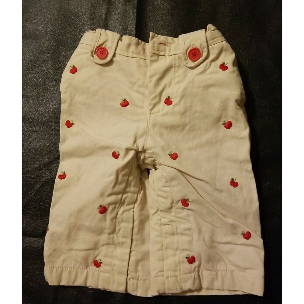 Girl's 3-6 months Gap beige with red apples lined solid red